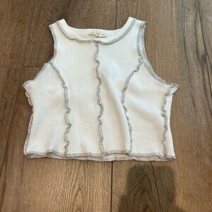 white detailed crop top